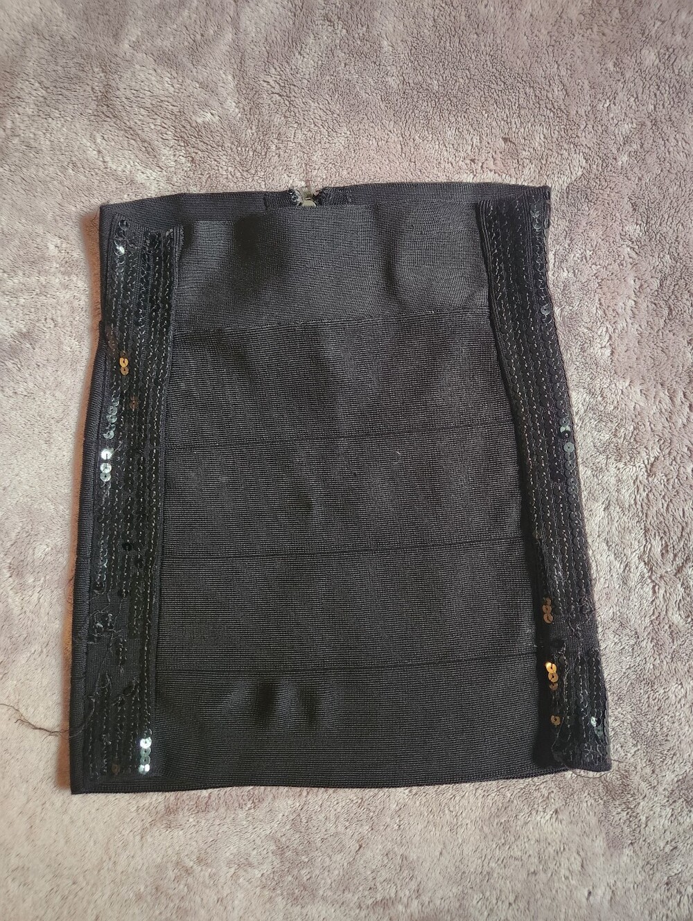 Black Sequin Panel Bodycon Mini Skirt